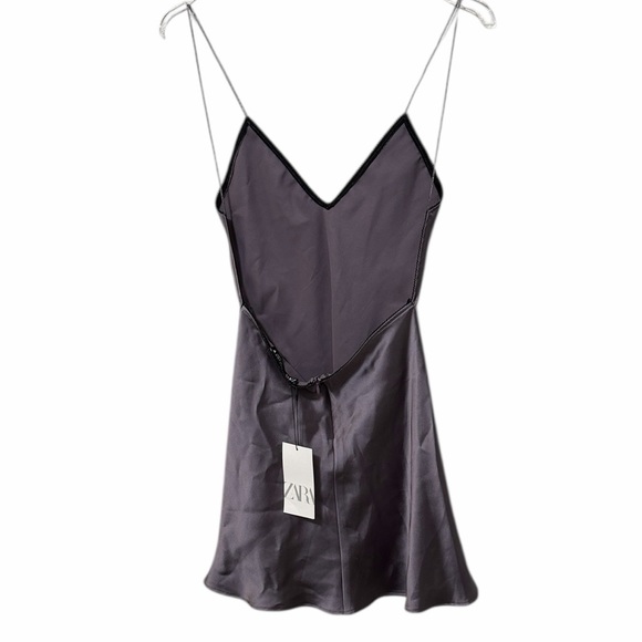 Zara Satin Effect Mini Slip Dress Size S NWT - Picture 4 of 7